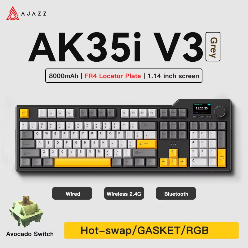 Gaming Keyboard Hot Swappable - Ajazz AK35I V3 MAX: bedraad, Bluetooth